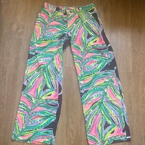 Lilly Pulitzer Bright Navy Leaf Print Pants
